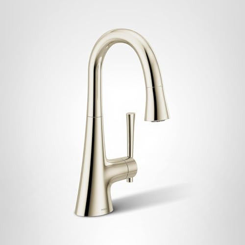 Moen Kurv Collection One Handle Pulldown Bar Faucet with Power Clean Featuring Reflex Polished in Polished Nickel - 6126NL