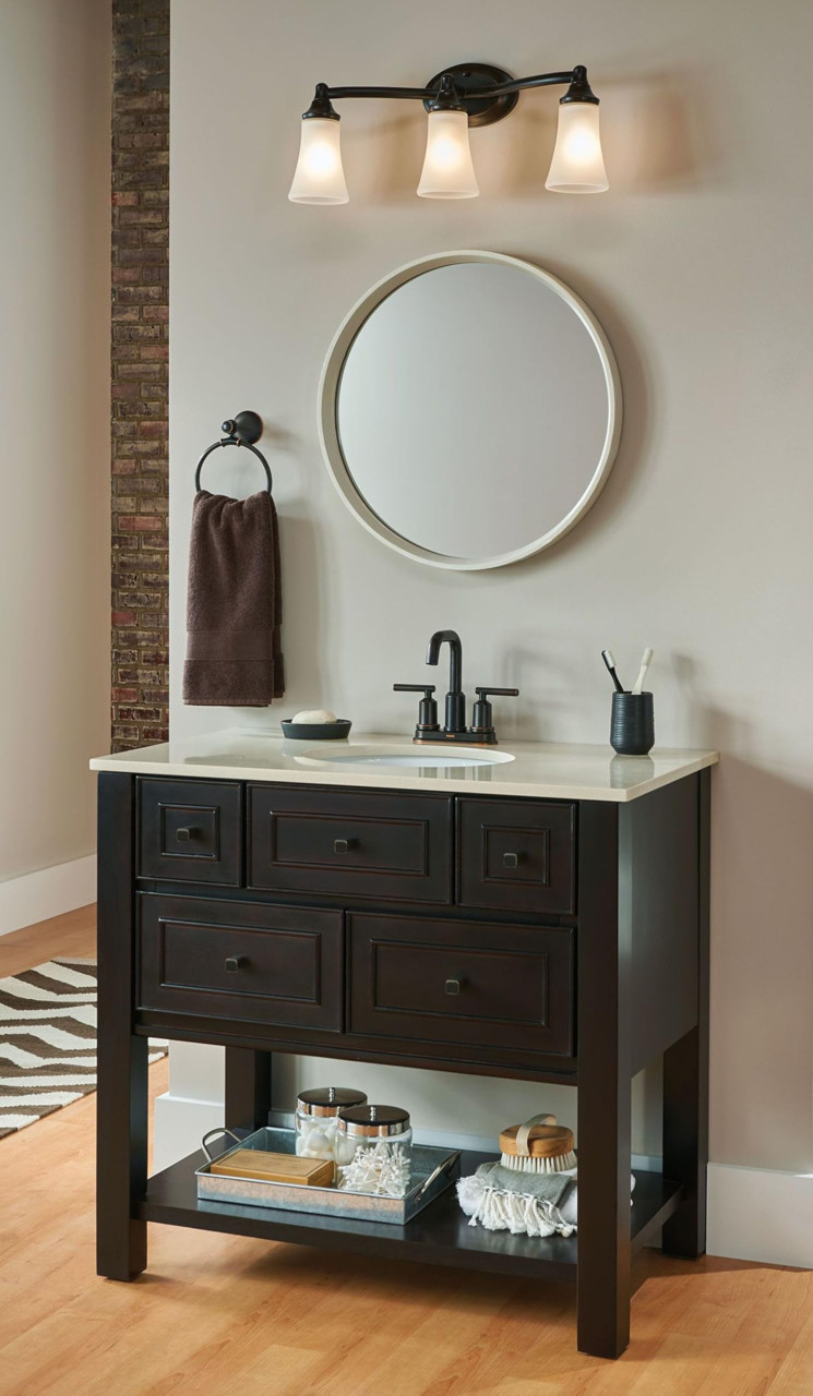 Moen Eva 3 Light Dual Mount Bath Bathroom Vanity Fixture with Frosted Glass in Oil-Rubbed Bronze - YB2863ORB