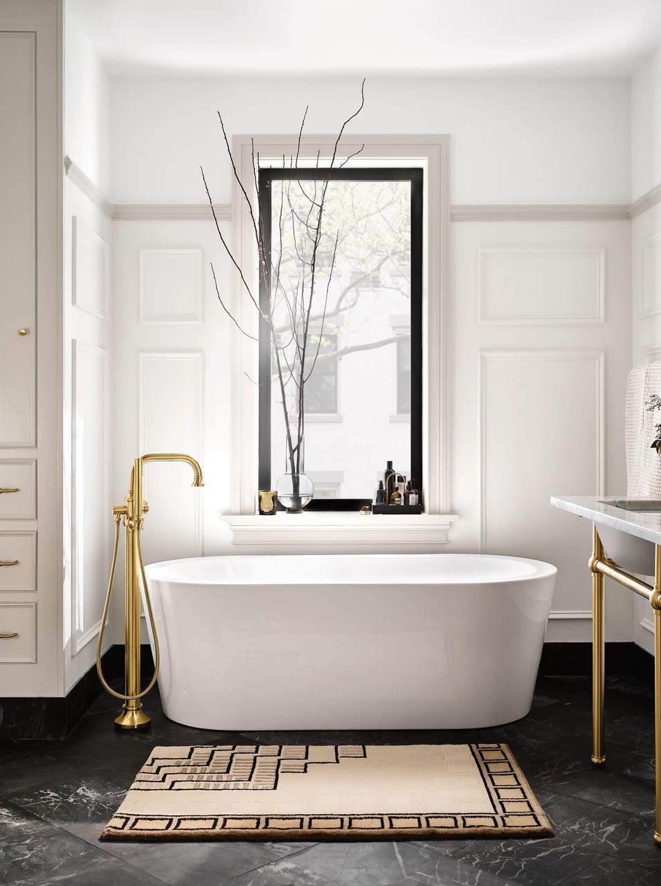 Moen Colinet One Handle Traditional Freestanding Floor Mount Tub Filler with Handshower in Brushed Gold - S44507BG