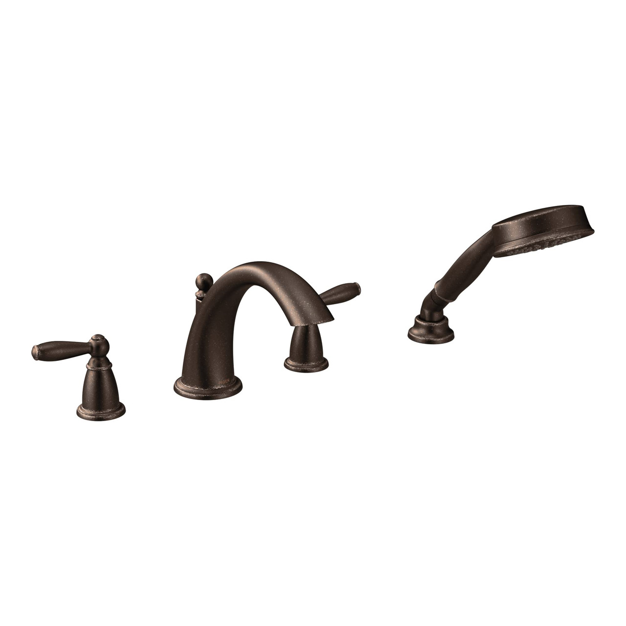 Moen Brantford Two Handle Deck Mount Roman Tub Faucet Trim Kit with Single Function Handshower in Oil Rubbed Bronze - T924ORB