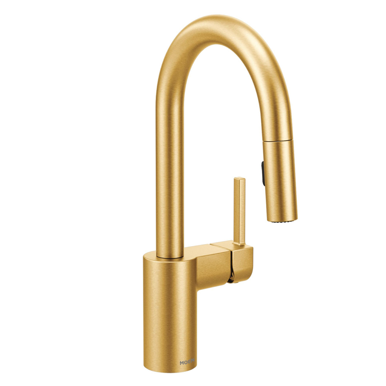 Moen One Handle Modern Pulldown Bar Faucet with Power Clean featuring Reflex Docking System in Brushed Gold - 5965BG