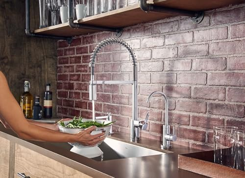 Moen Motionsense Wave Sensor Touchless One Handle High Arc Spring Pre Rinse Pulldown Kitchen Faucet with Sprayer Head in Chrome - 5923EWC