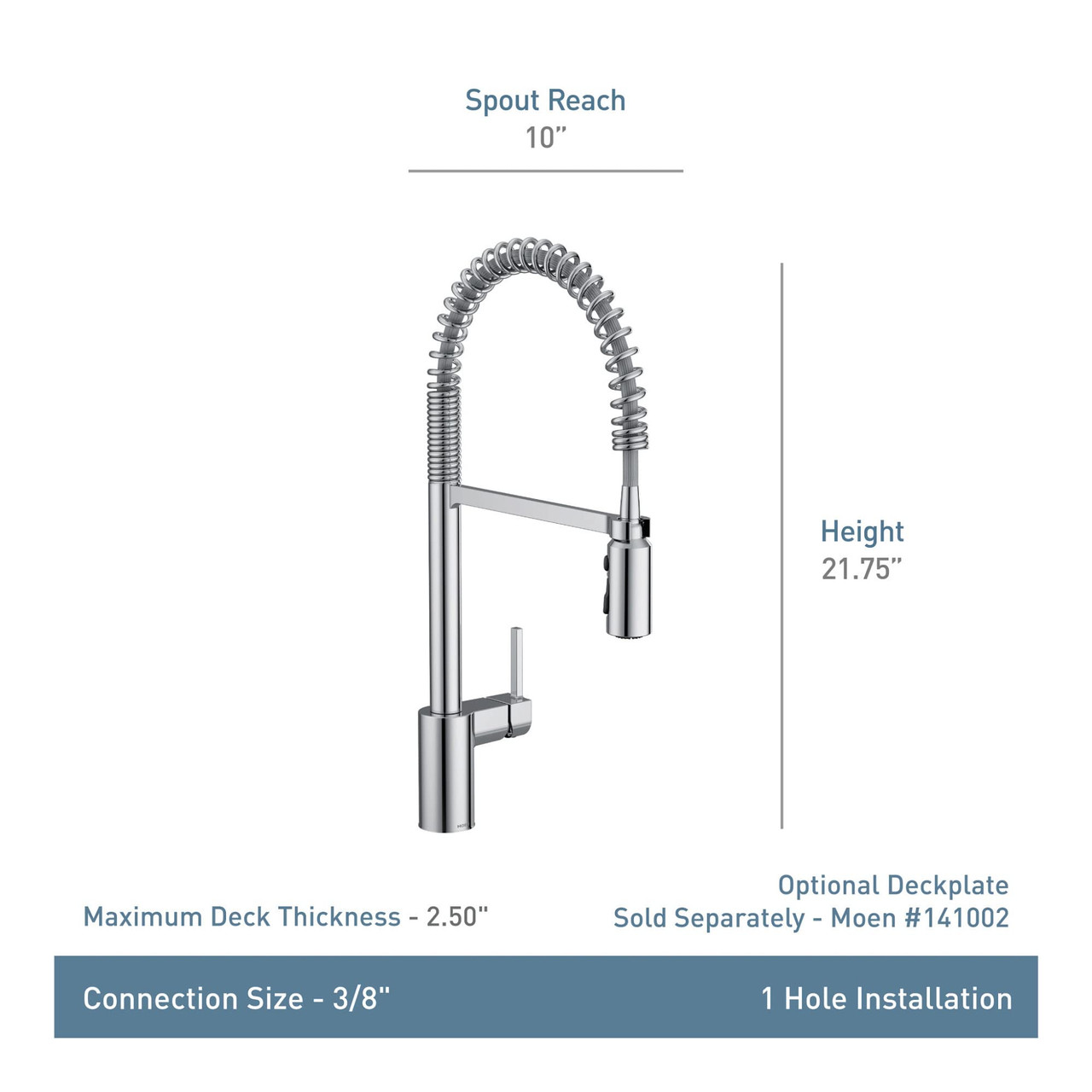 Moen Stainless Pulldown Kitchen Faucet Single Hole Modern Spring Style with Pre Rinse and Power Boost Pull Down Sprayer Easy Installation in Black Stainless - 5923BLS