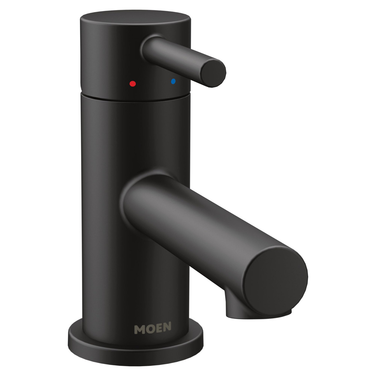 Moen One Handle Single Hole Low Profile Modern Bathroom Faucet with Drain Assembly in Matte Black - 6191BL