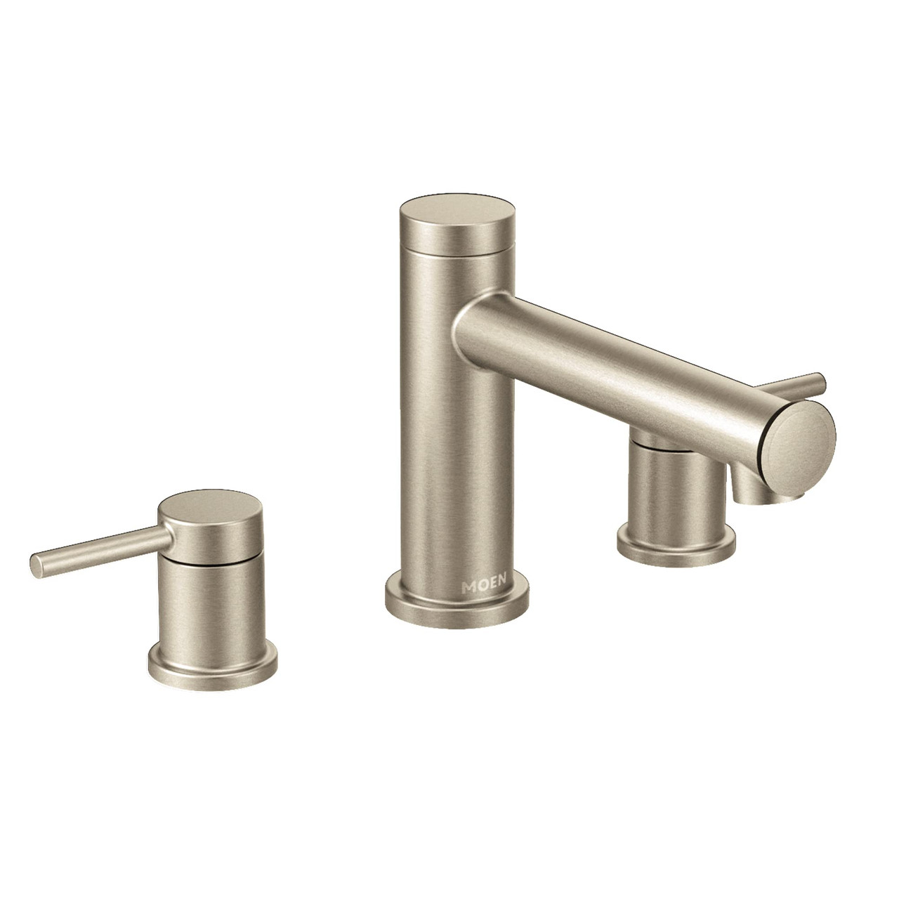 Moen 2 Handle Deck Mount Modern Roman Tub Faucet Trim Kit in Brushed Nickel - T393BN