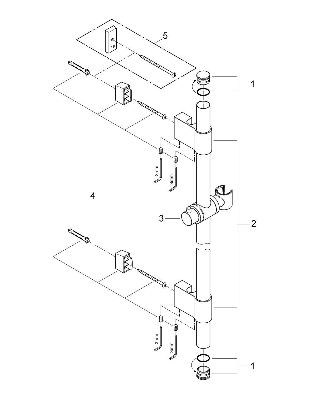 Closeout Open Box Grohe 28797001 Rainshower 24 In. Shower Bar Starlight Chrome