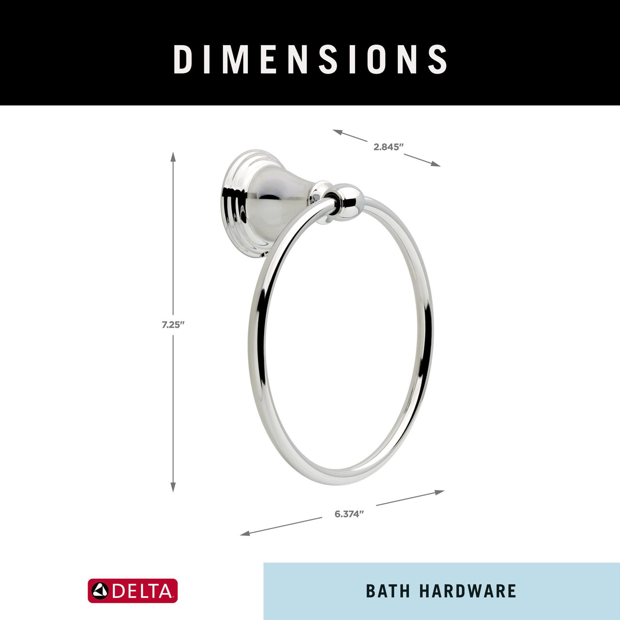 Closeout Open Box Delta Windemere Towel Ring in Chrome Finish - 70046