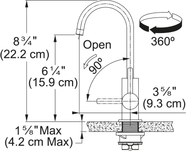 Franke UNJ-HC-304 Universal Hot and Cold Water Dispenser with J Spout in Stainless Steel