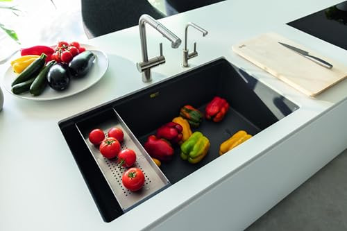 Franke Single Bowl Undermount Granite Kitchen Sink in Black - MAG11031-MOC