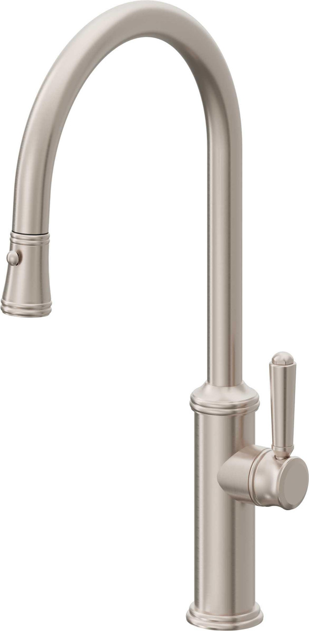 California Faucets Davoli Pull-Down Kitchen Faucet with Button Sprayer - High Arc Spout in Burnished Nickel - K10-100-33-BNU
