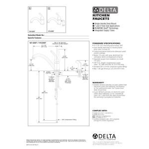 Delta 134 / 100 / 300 / 400 Series 175-DST Single Handle Kitchen Faucet with Spray - Single Handle Lever Without Sidespray: Chrome
