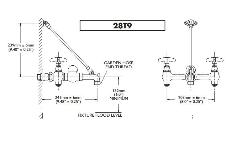 Delta Commercial 28C / T9 28T9 - 8" Wall Mount Service Sink Faucet