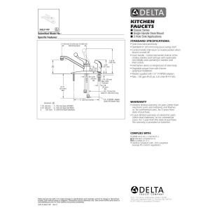 Delta 134 / 100 / 300 / 400 Series 300LF-WF Single Handle Kitchen Faucet with Integral Spray - Single Handle Lever With Sidespray: Chrome