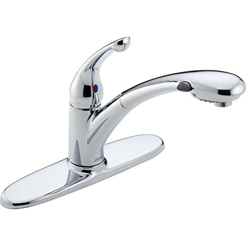Delta 470-WH-DST Signature Single Handle Pull-Out Kitchen Faucet WHITE