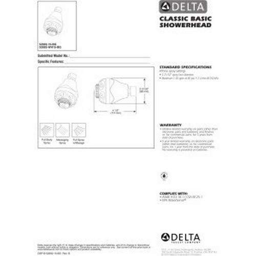 Delta Universal Showering Components 52692-15-BG Fundamentals 3-Setting Shower Head: Chrome