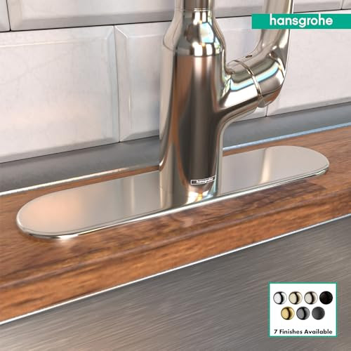 Hansgrohe 14019831 Base Plate for Single-Hole Kitchen Faucets, 10" in Polished Nickel