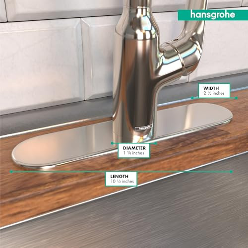 Hansgrohe 14019831 Base Plate for Single-Hole Kitchen Faucets, 10" in Polished Nickel