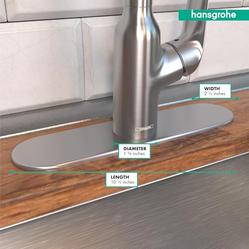 Hansgrohe 14019861 Base Plate for Single-Hole Kitchen Faucets, 10" in Steel Optic