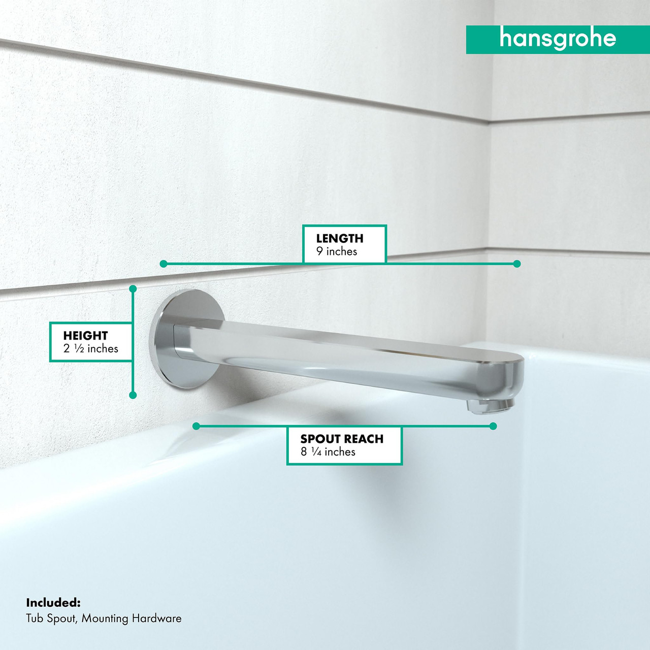 Hansgrohe 14421001 Metris S Tub Spout 9" in Chrome