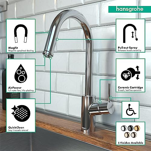 Hansgrohe 14872001 Talis S2 High Arc Kitchen Faucet, 1-Spray Pull-Down, 1.75 GPM in Chrome