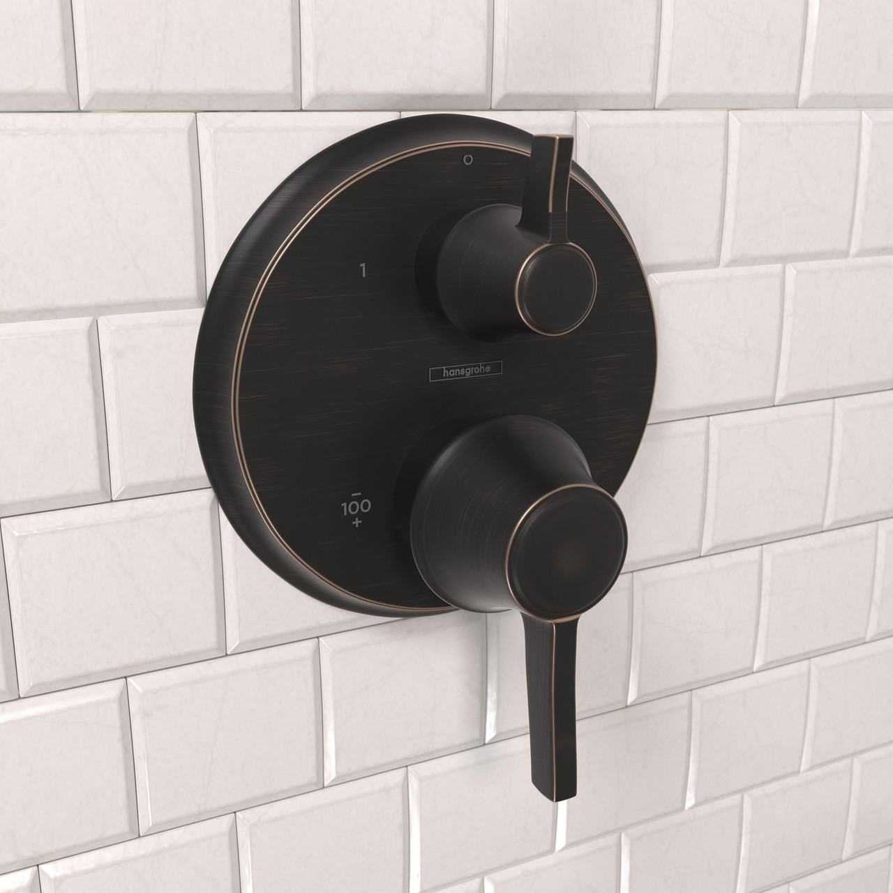 Hansgrohe 15752921 Ecostat Classic Thermostatic Trim with Volume Control, Round in Rubbed Bronze