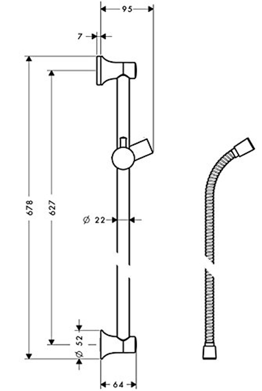 Hansgrohe 27617000 Unica Wallbar Classic, 24" in Chrome