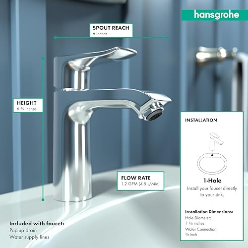 Hansgrohe 31080001 Metris 110 Single Hole Faucet in Chome: Chrome