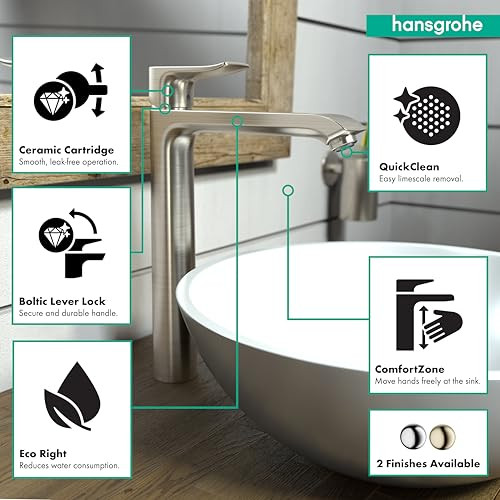 Hansgrohe 31082821 Metris 260 Single Hole Faucet HighRiser in: Brushed Nickel: Brushed Nickel