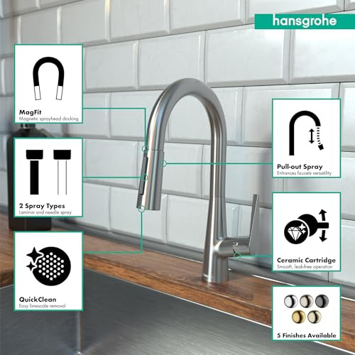 Hansgrohe 72815801 Talis S Prep Kitchen Faucet, 2-Spray Pull-Down, 1.75 GPM in Steel Optic