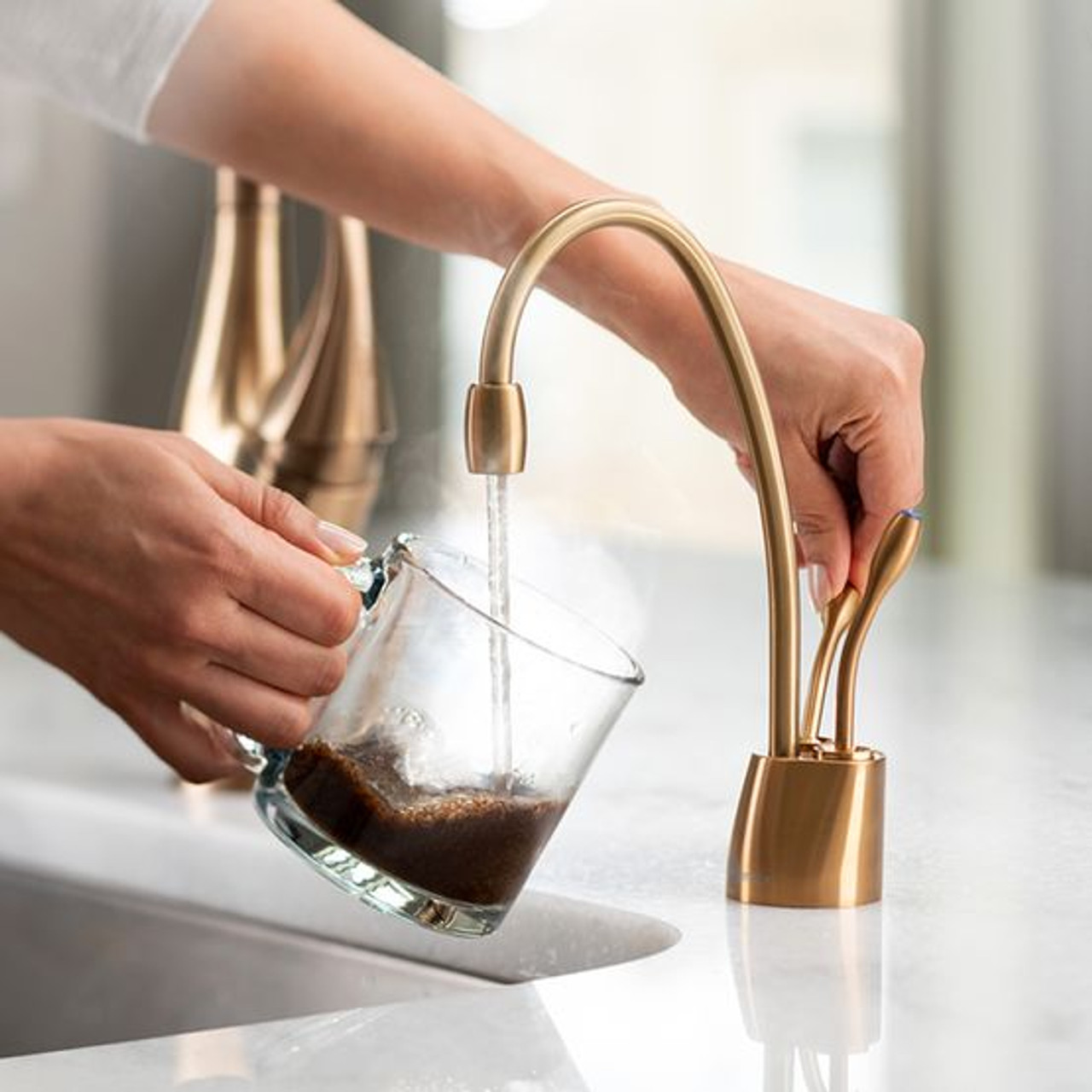 InSinkErator Indulge F-HC1100 Contemporary Instant Hot and Cold Faucet in French Gold - 44252H