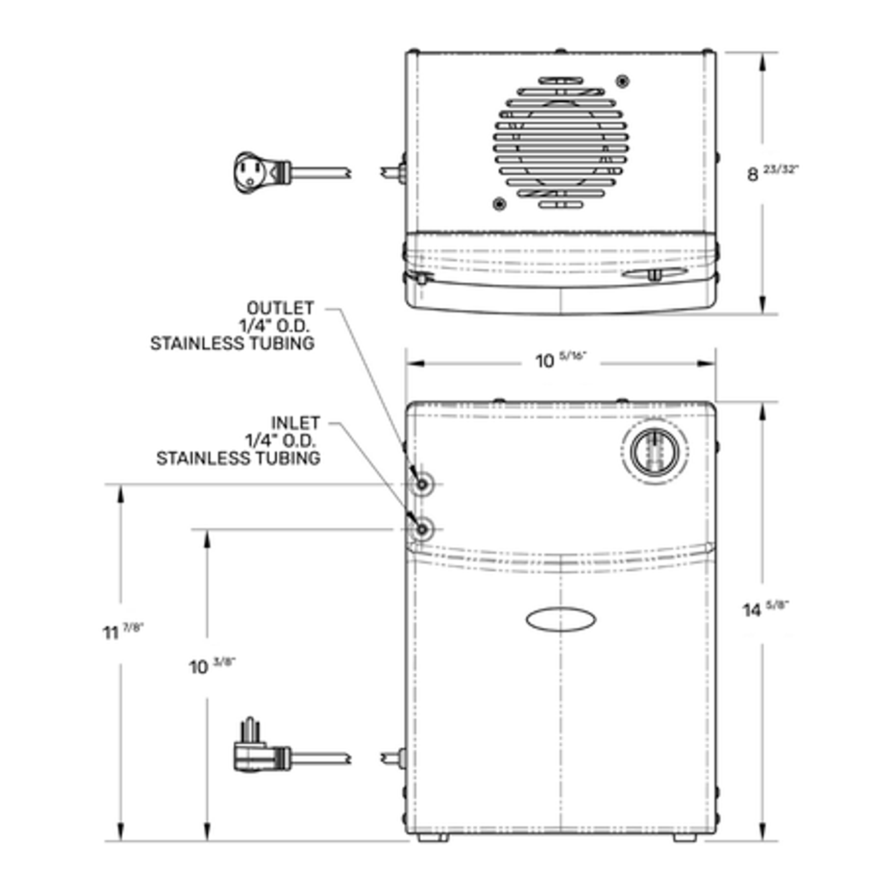 Oasis International R1P Remote Drinking Water Chiller: Stainless Steel