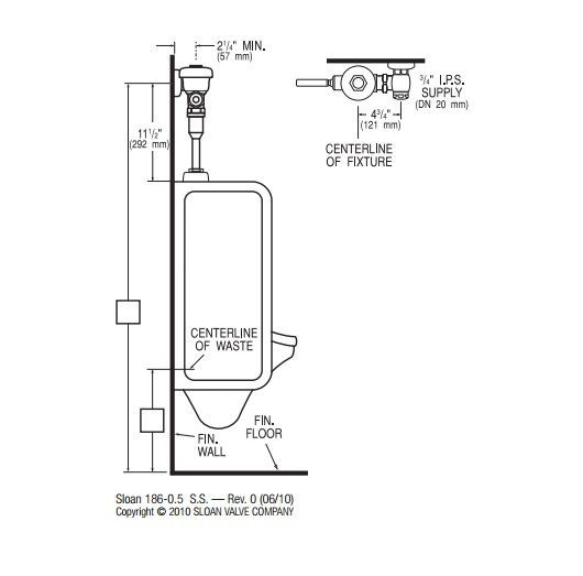 Sloan 1860.5XL Regal 0.5gpf Urinal Flush Valve