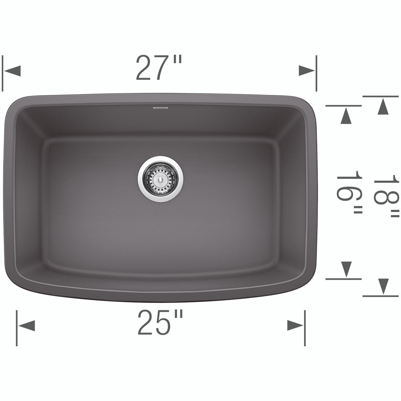 Blanco 442548 Valea 27" Single Undermount - Cinder