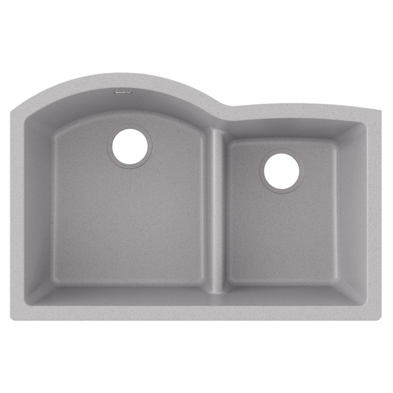 Elkay Quartz Classic 33" x 22" x 10" Offset 60/40 Double Bowl Undermount Sink with Aqua Divide Greystone