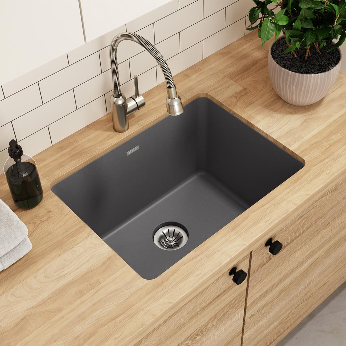 Elkay Quartz Classic 25" x 18-1/2" x 11-13/16", Undermount Laundry Sink with Perfect Drain, Dusk Gray