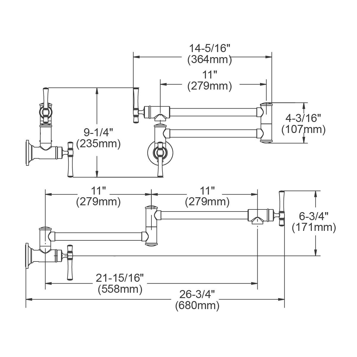 Elkay Explore Wall Mount Single Hole Pot Filler Kitchen Faucet with Lever Handles Antique Steel