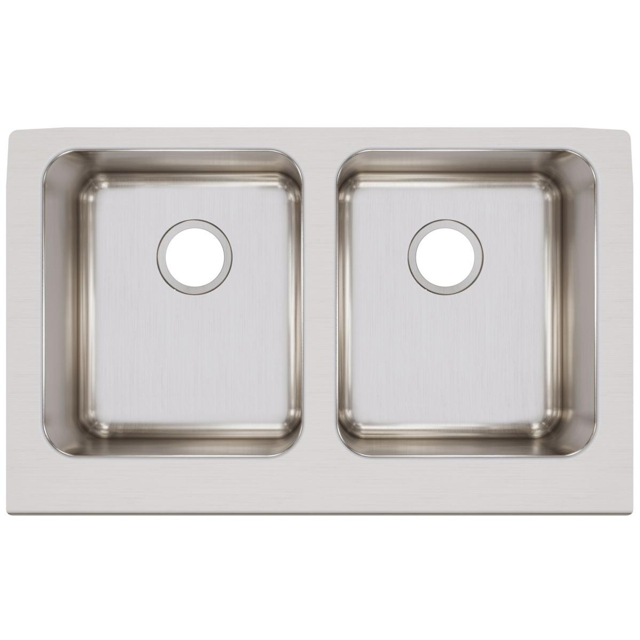 Elkay Lustertone Classic Stainless Steel 33" x 20-1/2" x 7-7/8", Equal 0-Hole Double Bowl Farmhouse Sink