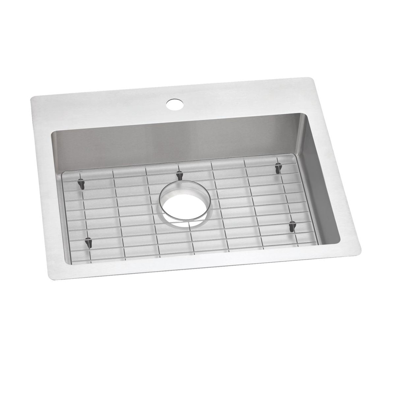 Elkay Crosstown 18 Gauge Stainless Steel 25" x 22" x 6" 1-Hole Single Bowl Dual Mount ADA Sink Kit