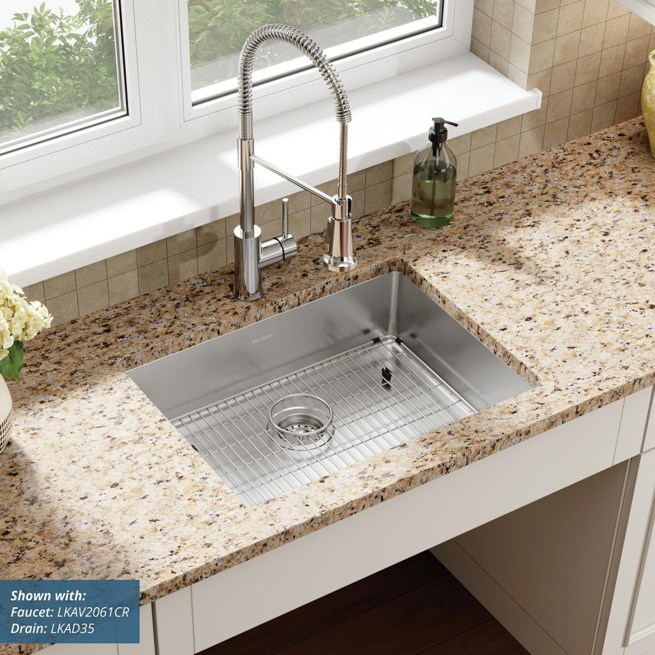 Elkay Crosstown 18 Gauge Stainless Steel 25" x 22" x 6" 1-Hole Single Bowl Dual Mount ADA Sink Kit