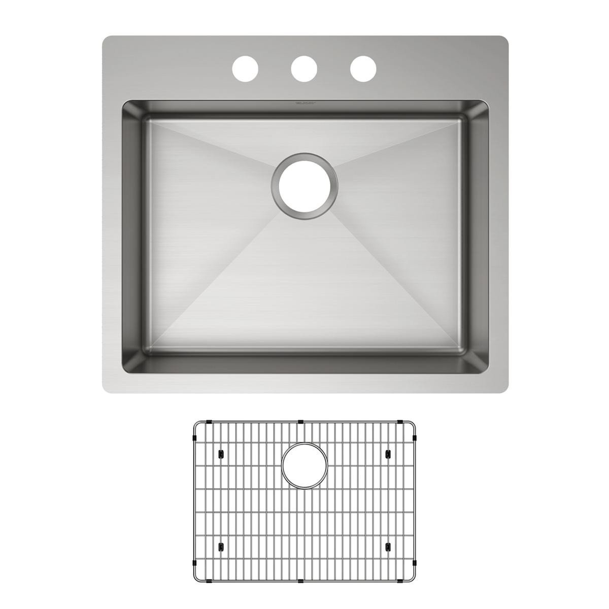 Elkay Crosstown 18 Gauge Stainless Steel 25" x 22" x 6", 3-Hole Single Bowl Dual Mount ADA Sink Kit