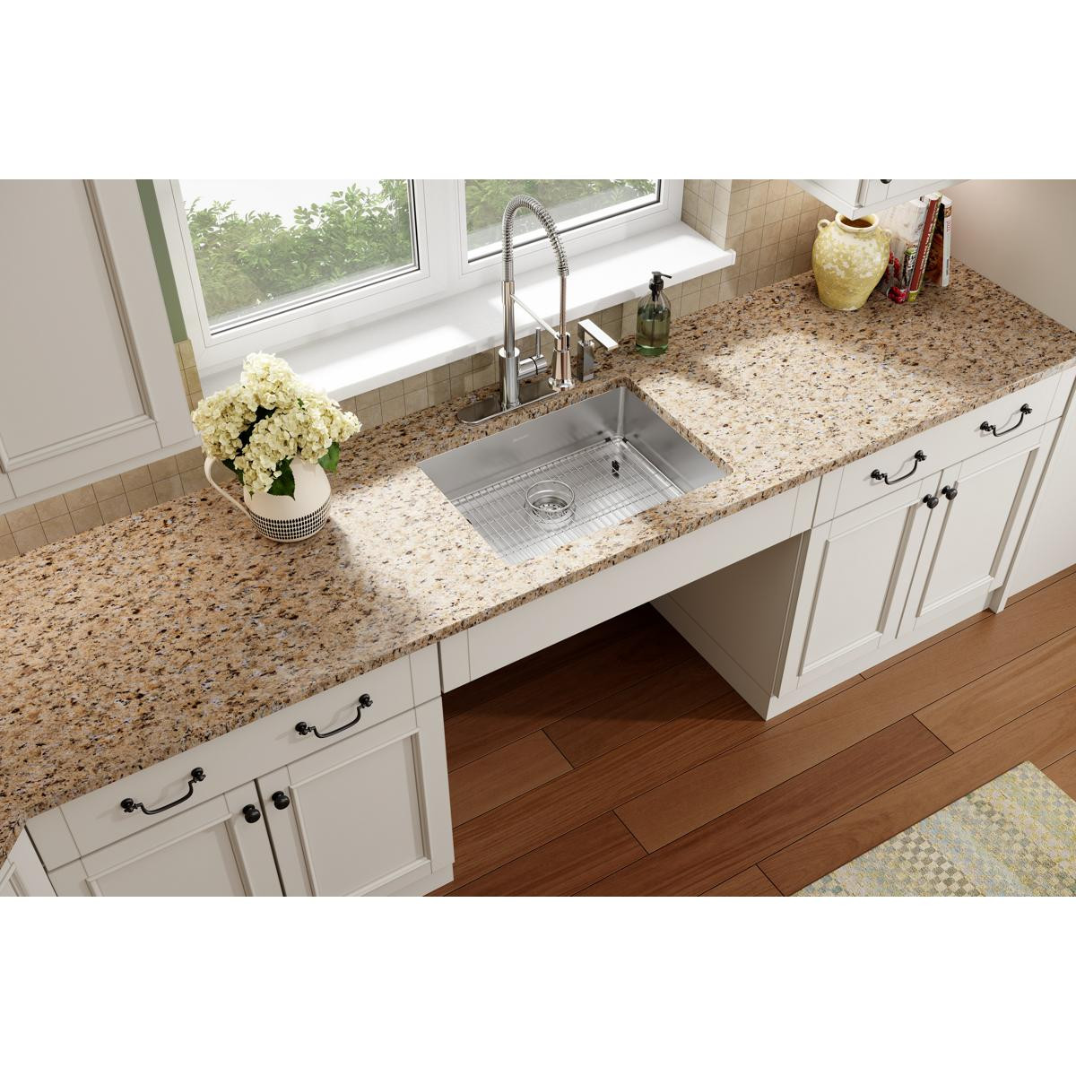 Elkay Crosstown 18 Gauge Stainless Steel 25" x 22" x 6" 4-Hole Single Bowl Dual Mount ADA Sink Kit