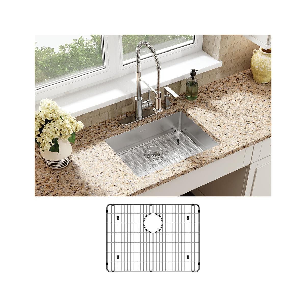 Elkay Crosstown 18 Gauge Stainless Steel 25" x 22" x 6" 4-Hole Single Bowl Dual Mount ADA Sink Kit