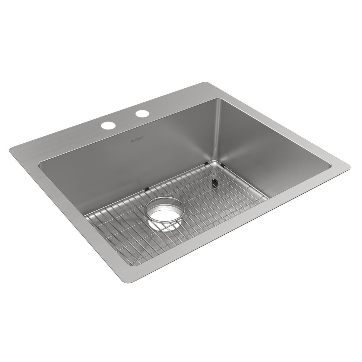 Elkay Crosstown 18 Gauge Stainless Steel 25" x 22" x 9" 2-Hole Single Bowl Dual Mount Sink Kit