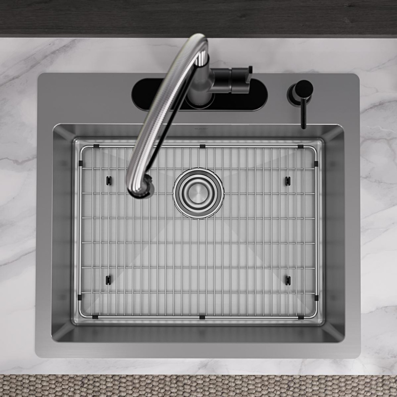 Elkay Crosstown 18 Gauge Stainless Steel 25" x 22" x 9" 4-Hole Single Bowl Dual Mount Sink Kit