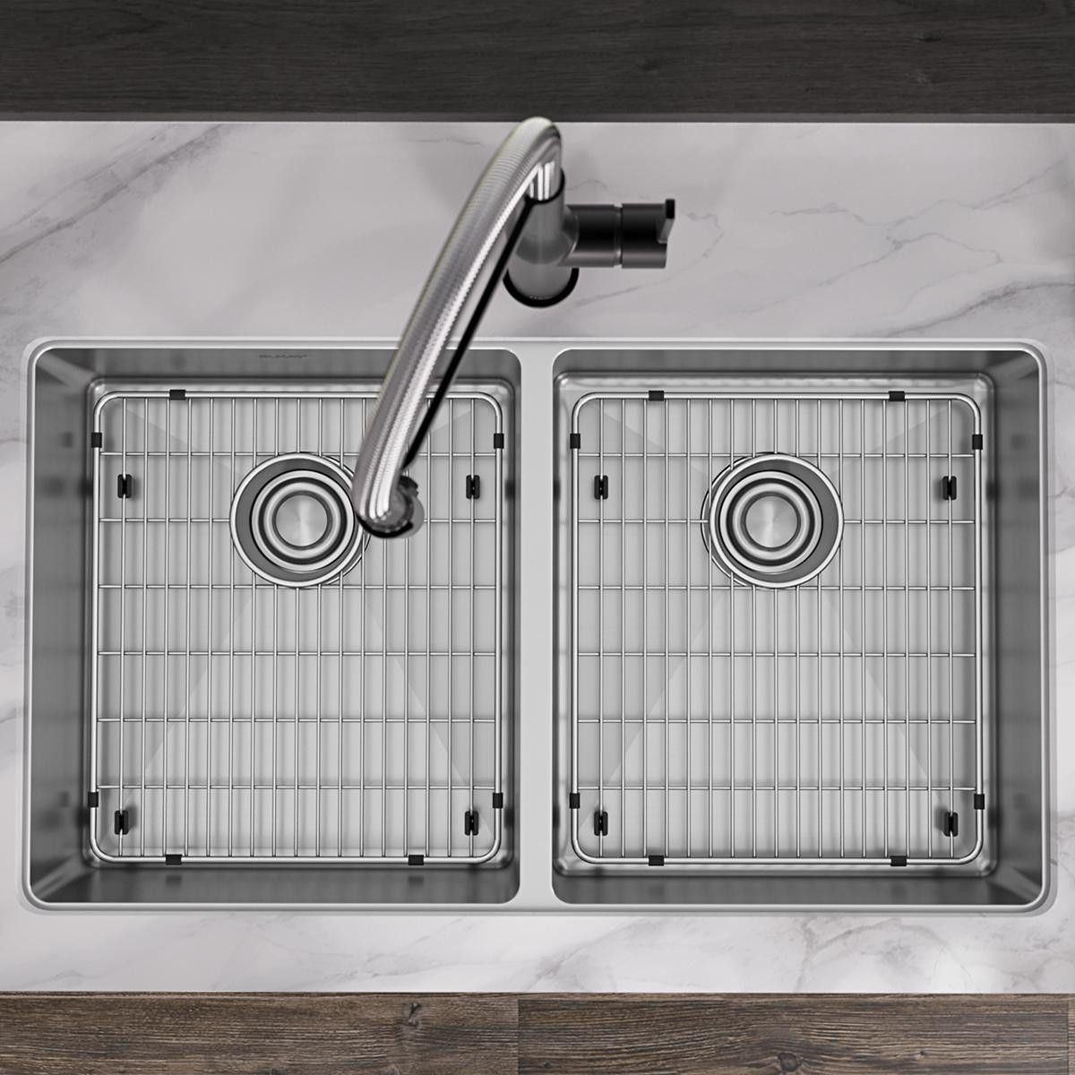 Elkay Crosstown 18 Gauge Stainless Steel 33" x 22" x 6", Equal 0-Hole Double Bowl Dual Mount ADA Sink Kit