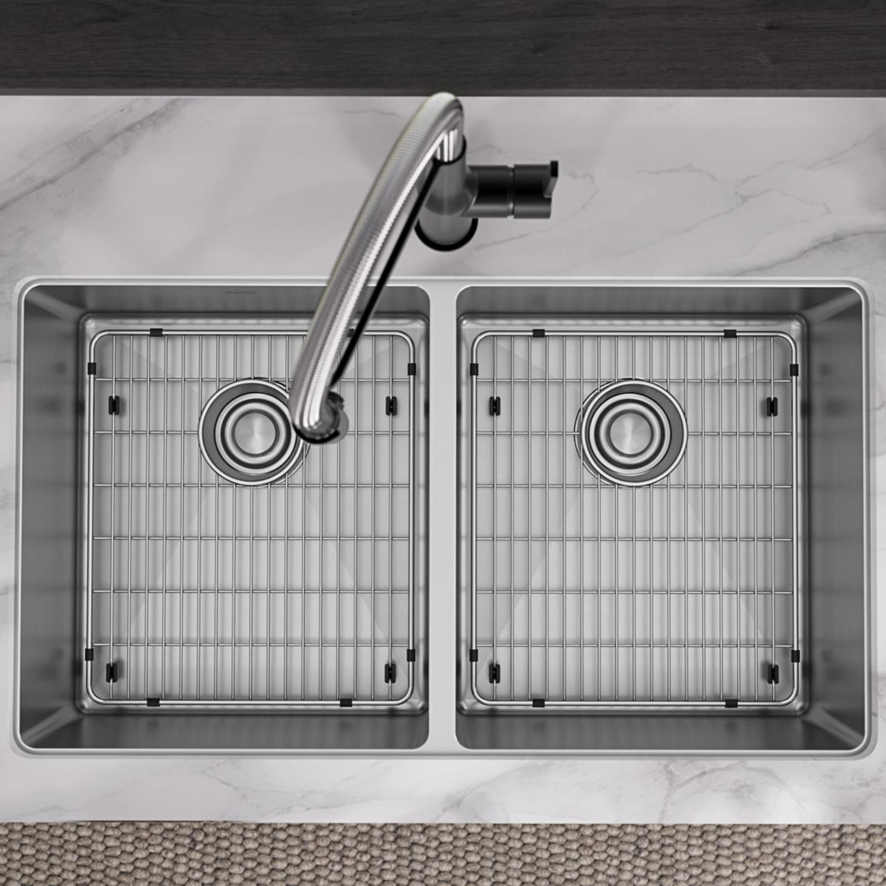 Elkay Crosstown 18 Gauge Stainless Steel 33" x 22" x 9" 1-Hole Equal Double Bowl Dual Mount Sink Kit