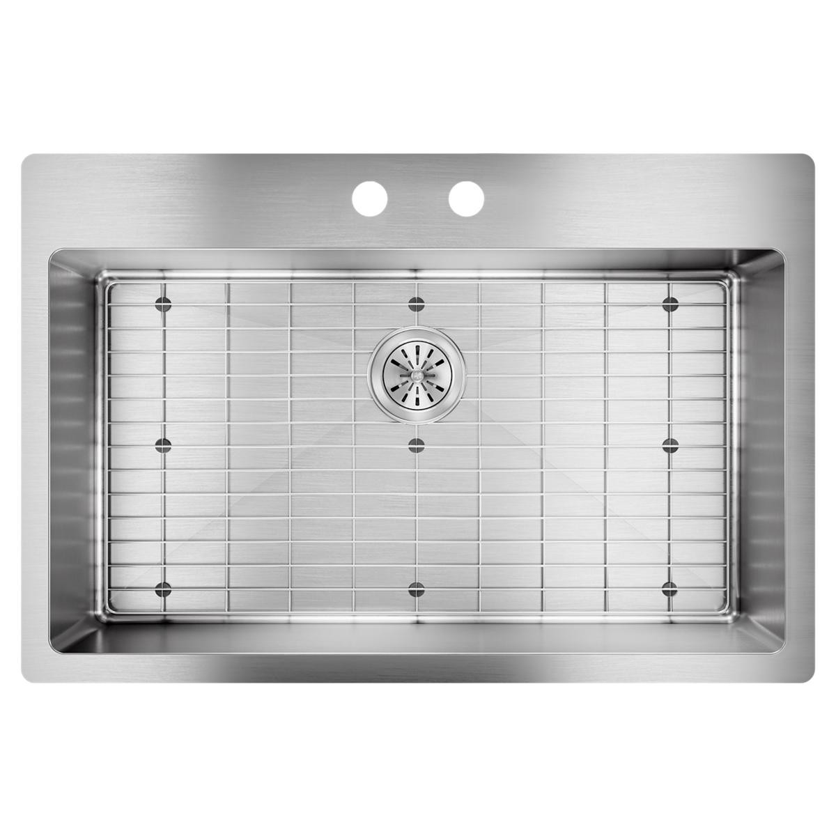 Elkay Crosstown 18 Gauge Stainless Steel 33" x 22" x 9" 2-Hole Single Bowl Dual Mount Sink Kit