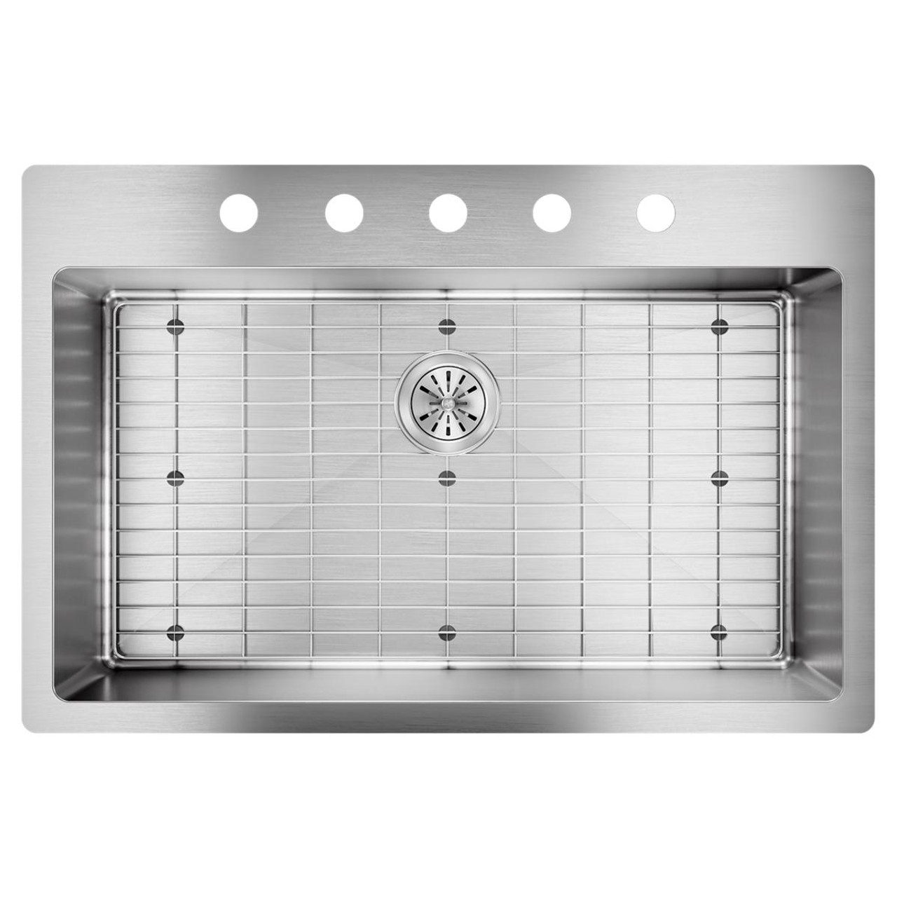 Elkay Crosstown 18 Gauge Stainless Steel 33" x 22" x 9" 5-Hole Single Bowl Dual Mount Sink Kit