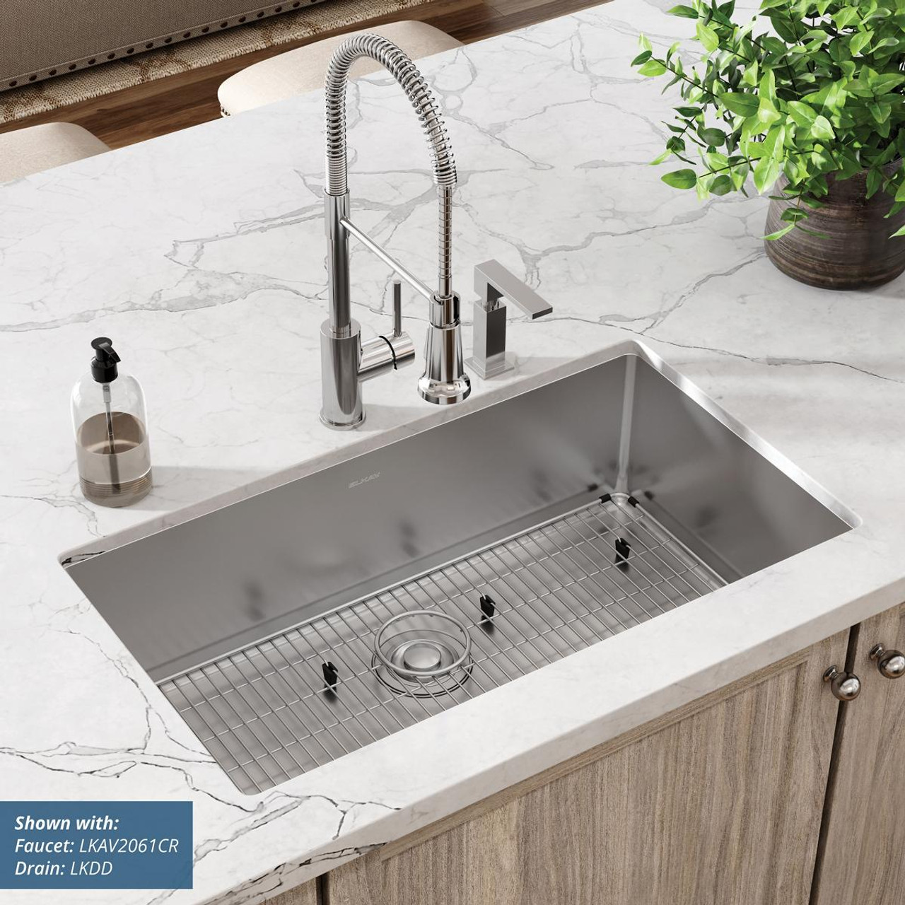 Elkay Crosstown 18 Gauge Stainless Steel 33" x 22" x 9" FR2-Hole Single Bowl Dual Mount Sink Kit