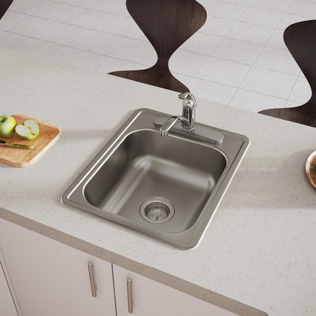 Elkay Dayton Stainless Steel 17" x 21-1/4" x 6-1/2" 3-Hole Single Bowl Drop-in Bar Sink